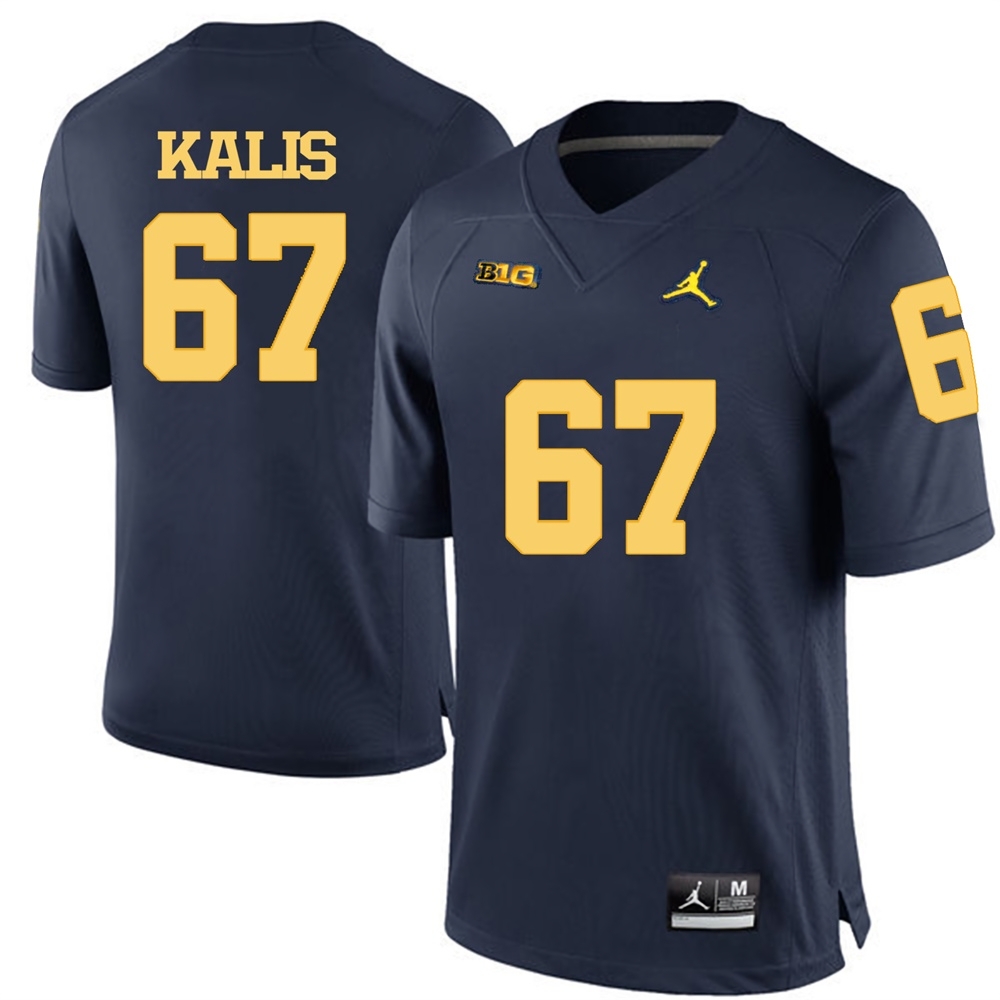 Michigan Wolverines Men's NCAA Kyle Kalis #67 Navy Blue College Football Jersey IEQ0249YH